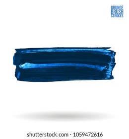 Blue brush stroke and texture. Grunge vector abstract hand - painted element. Underline and border design.