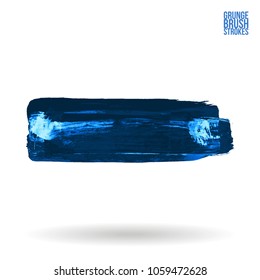 Blue brush stroke and texture. Grunge vector abstract hand - painted element. Underline and border design.