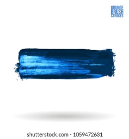 Blue brush stroke and texture. Grunge vector abstract hand - painted element. Underline and border design.