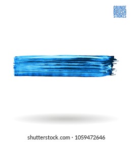 Blue brush stroke and texture. Grunge vector abstract hand - painted element. Underline and border design.