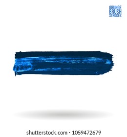 Blue brush stroke and texture. Grunge vector abstract hand - painted element. Underline and border design.