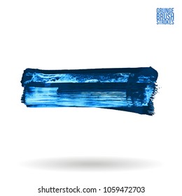 Blue brush stroke and texture. Grunge vector abstract hand - painted element. Underline and border design.