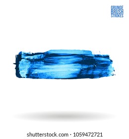 Blue brush stroke and texture. Grunge vector abstract hand - painted element. Underline and border design.