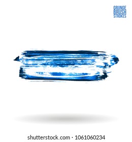 Blue brush stroke and texture. Grunge vector abstract hand - painted element. Underline and border design.