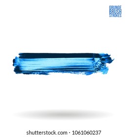 Blue brush stroke and texture. Grunge vector abstract hand - painted element. Underline and border design.