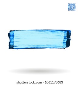 Blue brush stroke and texture. Grunge vector abstract hand - painted element. Underline and border design.