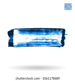 Blue brush stroke and texture. Grunge vector abstract hand - painted element. Underline and border design.