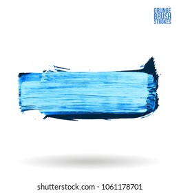 Blue brush stroke and texture. Grunge vector abstract hand - painted element. Underline and border design.