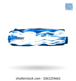 Blue brush stroke and texture. Grunge vector abstract hand - painted element. Underline and border design.