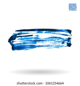 Blue brush stroke and texture. Grunge vector abstract hand - painted element. Underline and border design.
