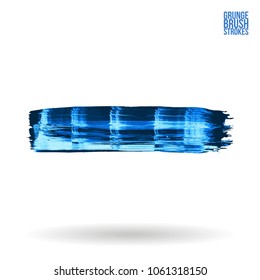 Blue brush stroke and texture. Grunge vector abstract hand - painted element. Underline and border design.