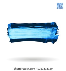 Blue brush stroke and texture. Grunge vector abstract hand - painted element. Underline and border design.