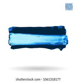 Blue brush stroke and texture. Grunge vector abstract hand - painted element. Underline and border design.