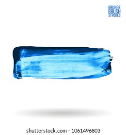 Blue brush stroke and texture. Grunge vector abstract hand - painted element. Underline and border design.