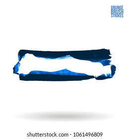 Blue brush stroke and texture. Grunge vector abstract hand - painted element. Underline and border design.