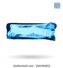 Blue brush stroke and texture. Grunge vector abstract hand - painted element. Underline and border design.