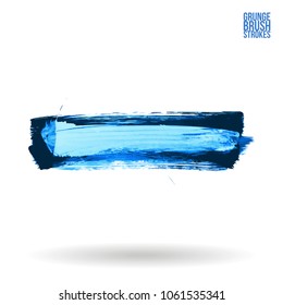 Blue brush stroke and texture. Grunge vector abstract hand - painted element. Underline and border design.
