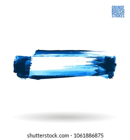 Blue brush stroke and texture. Grunge vector abstract hand - painted element. Underline and border design.