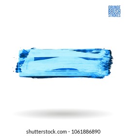 Blue brush stroke and texture. Grunge vector abstract hand - painted element. Underline and border design.
