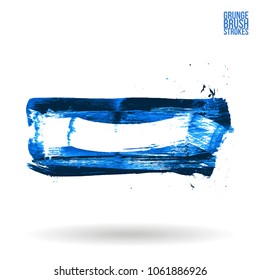 Blue brush stroke and texture. Grunge vector abstract hand - painted element. Underline and border design.