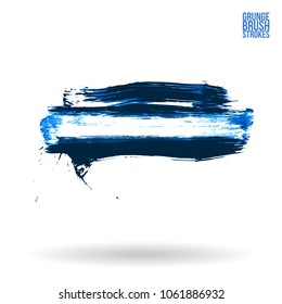 Blue brush stroke and texture. Grunge vector abstract hand - painted element. Underline and border design.