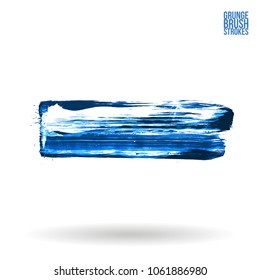 Blue brush stroke and texture. Grunge vector abstract hand - painted element. Underline and border design.