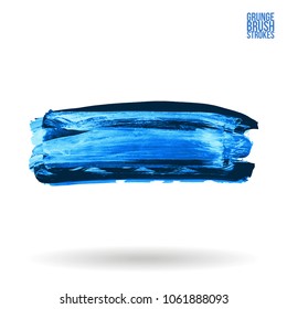 Blue brush stroke and texture. Grunge vector abstract hand - painted element. Underline and border design.