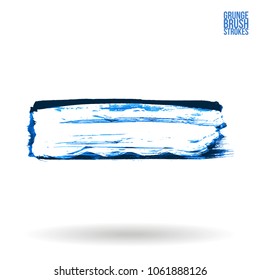 Blue brush stroke and texture. Grunge vector abstract hand - painted element. Underline and border design.