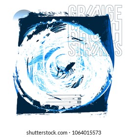 Blue brush stroke and texture. Grunge vector abstract hand - painted element. Underline and border design.