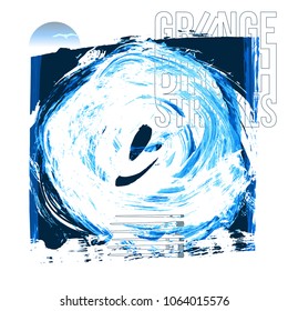 Blue brush stroke and texture. Grunge vector abstract hand - painted element. Underline and border design.