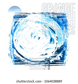 Blue brush stroke and texture. Grunge vector abstract hand - painted element. Underline and border design.