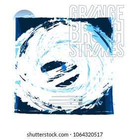 Blue brush stroke and texture. Grunge vector abstract hand - painted element. Underline and border design.