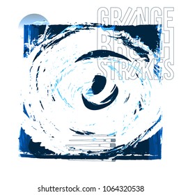 Blue brush stroke and texture. Grunge vector abstract hand - painted element. Underline and border design.