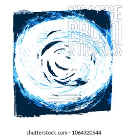 Blue brush stroke and texture. Grunge vector abstract hand - painted element. Underline and border design.