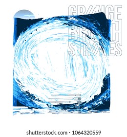 Blue brush stroke and texture. Grunge vector abstract hand - painted element. Underline and border design.