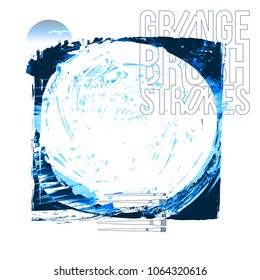 Blue brush stroke and texture. Grunge vector abstract hand - painted element. Underline and border design.