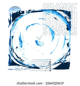 Blue brush stroke and texture. Grunge vector abstract hand - painted element. Underline and border design.