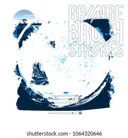Blue brush stroke and texture. Grunge vector abstract hand - painted element. Underline and border design.