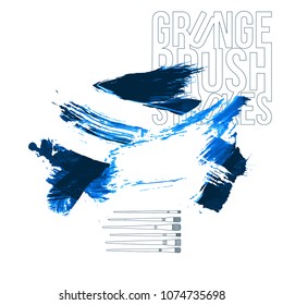Blue brush stroke and texture. Grunge vector abstract hand - painted element. Underline and border design.