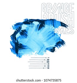 Blue brush stroke and texture. Grunge vector abstract hand - painted element. Underline and border design.