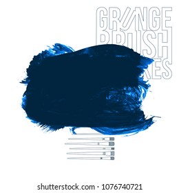 Blue brush stroke and texture. Grunge vector abstract hand - painted element. Underline and border design.