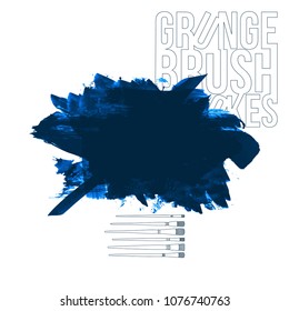 Blue brush stroke and texture. Grunge vector abstract hand - painted element. Underline and border design.