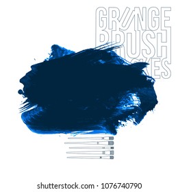 Blue brush stroke and texture. Grunge vector abstract hand - painted element. Underline and border design.