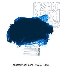Blue brush stroke and texture. Grunge vector abstract hand - painted element. Underline and border design.