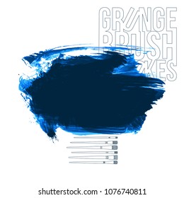 Blue brush stroke and texture. Grunge vector abstract hand - painted element. Underline and border design.