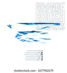 Blue brush stroke and texture. Grunge vector abstract hand - painted element. Underline and border design.