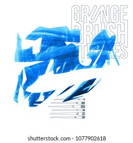 Blue brush stroke and texture. Grunge vector abstract hand - painted element. Underline and border design.