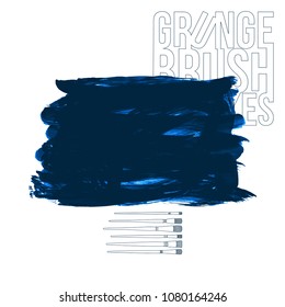 Blue brush stroke and texture. Grunge vector abstract hand - painted element. Underline and border design.