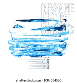 Blue brush stroke and texture. Grunge vector abstract hand - painted element. Underline and border design.