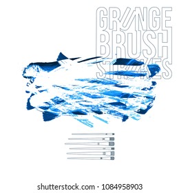 Blue brush stroke and texture. Grunge vector abstract hand - painted element. Underline and border design.
